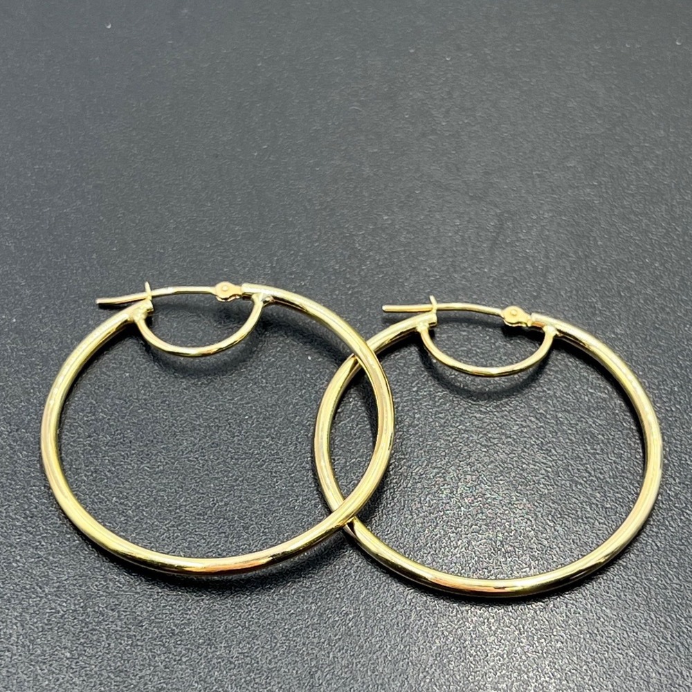 RL Solid 10k Yellow Gold 1.2G, 1.3" Polished Tube Circular Gift Hoops Earrings